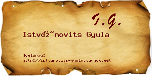 Istvánovits Gyula névjegykártya